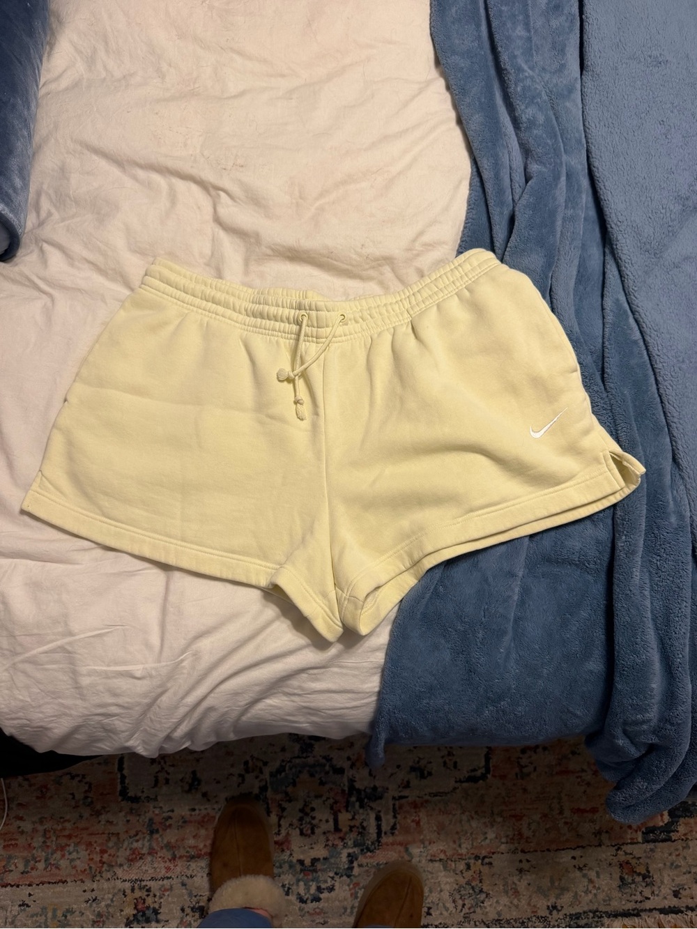 Nike Women's Pale Yellow Athletic Fleece Shorts